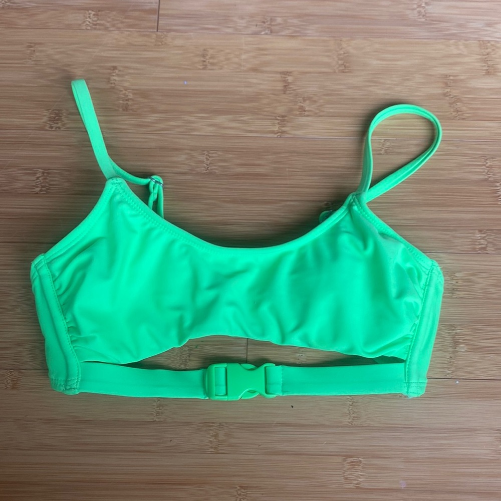 Neon Green S Cut Out Bathing Suit Top